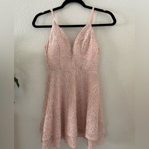 Speechless Blush Lace Mini Dress